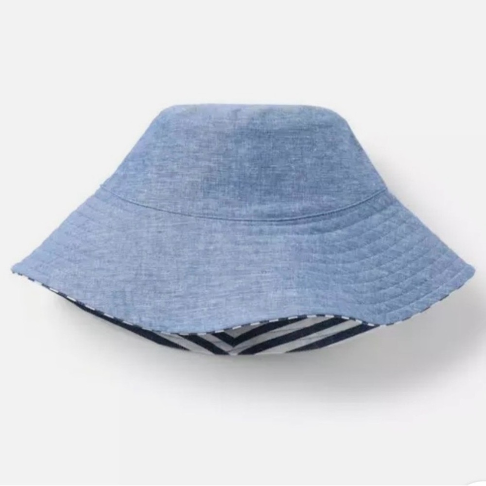 Janie and Jack Light Blue Reversible Bucket Hat Size 12-24 NWOT